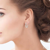 3 ctw Inside-Out Single Prong Set Round Cut Diamond Hoop Earrings in 14K White Gold